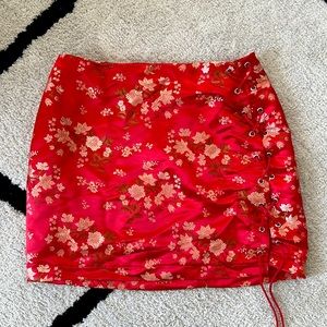 Red Oriental Mini Skirt